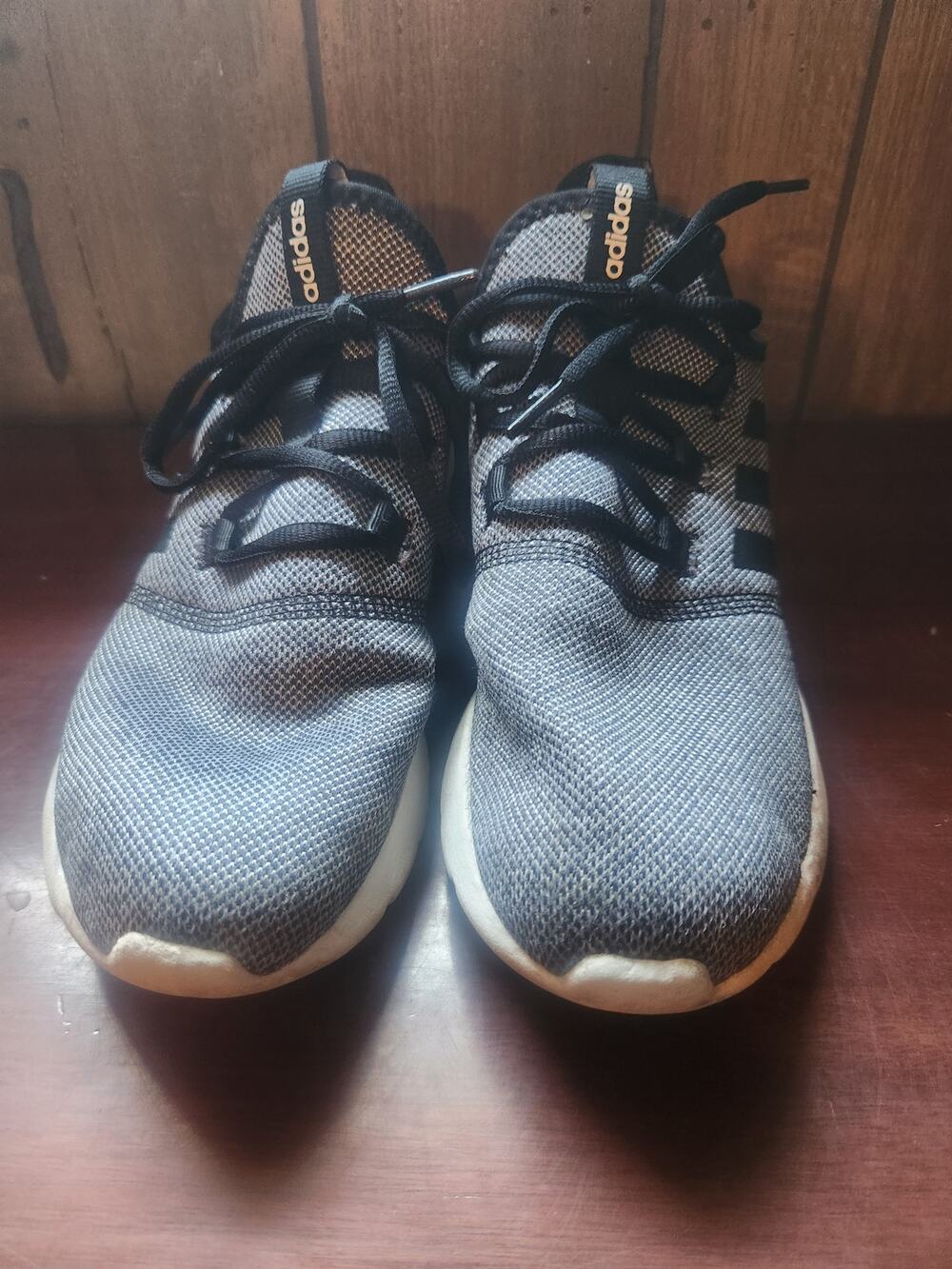 Adidas Gray Knit Sneakers Men's Size 10 Black Stripe Running Shoes